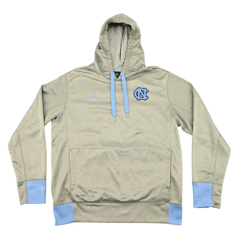 Jordan UNC Tar Heels Elite Dri Fit Hoodie Grey Back Graphic Team Issued Mens L